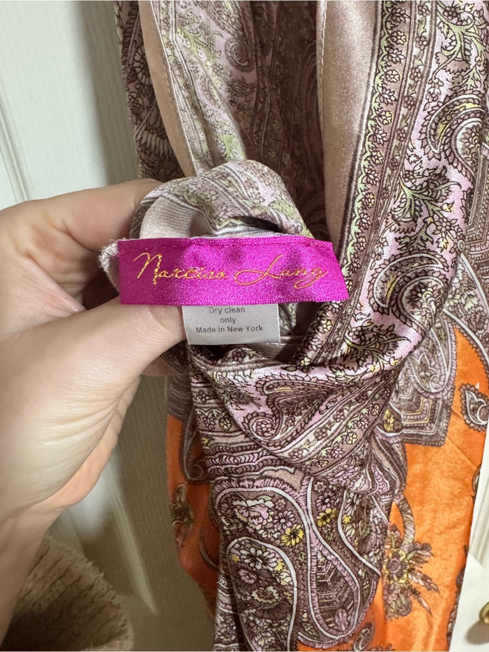 Narciso Rodriguez Pink-Taupe and Orange Paisley Halter Maxi Dress - Picture 3 of 4